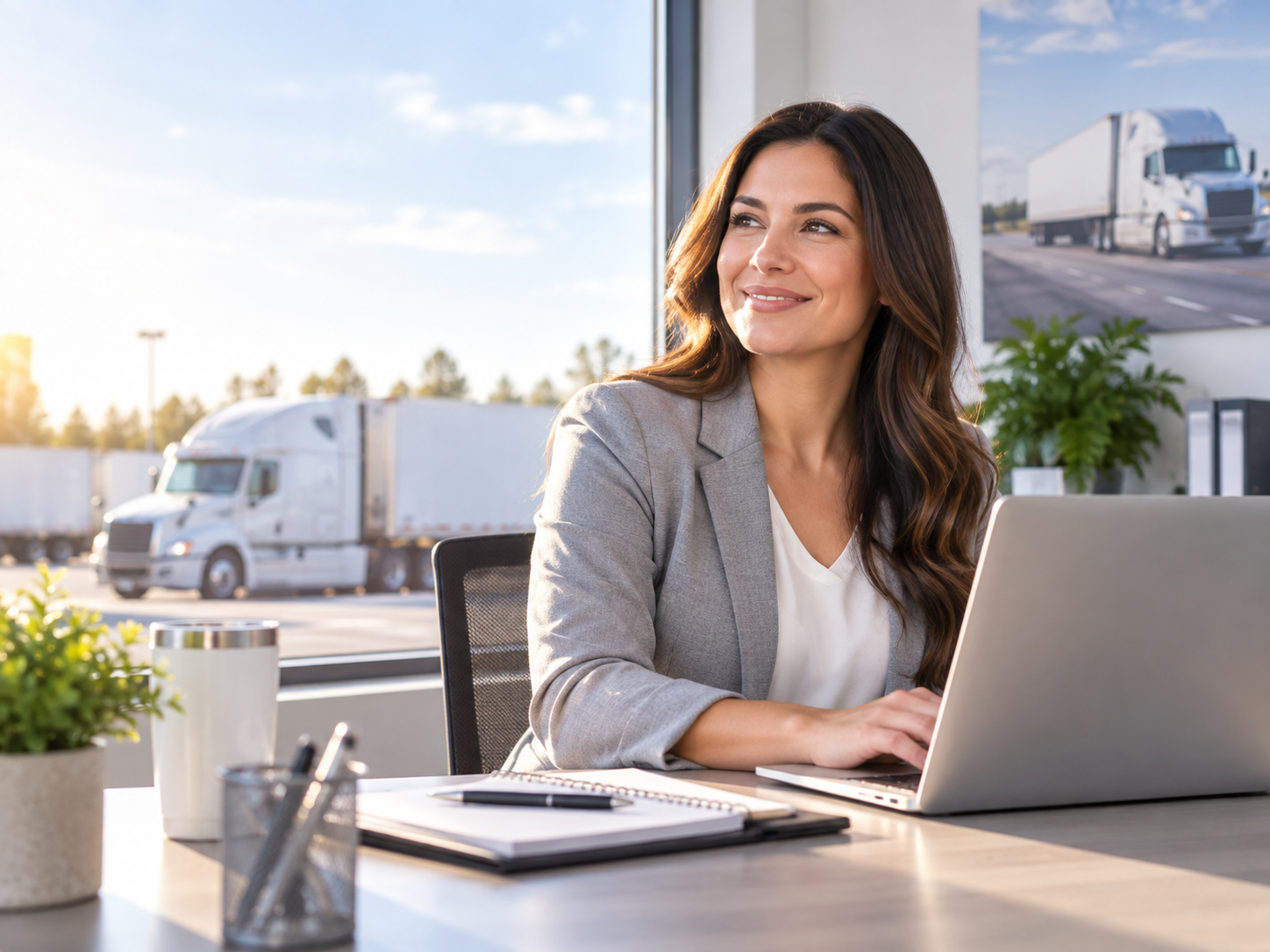 Recruiting professional working in a trucking office